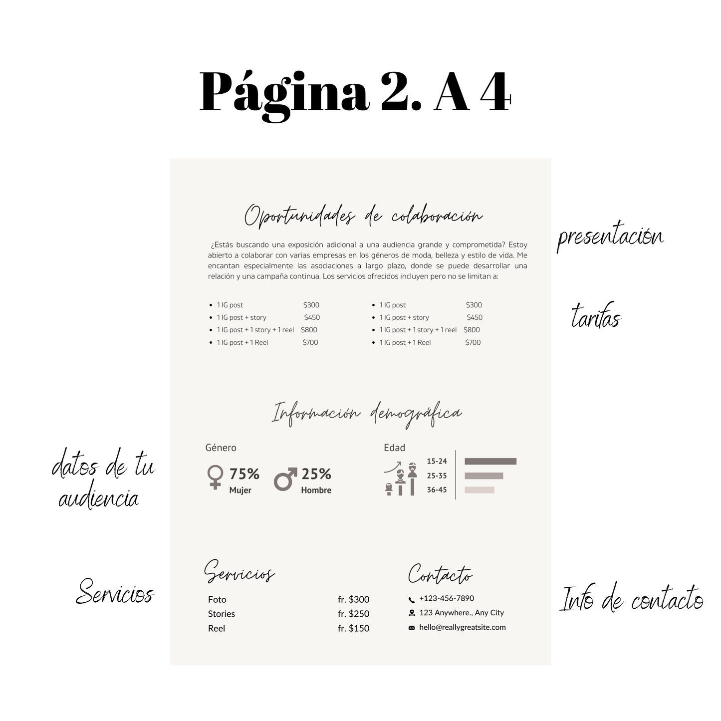 Media kit Influencer 2 páginas (plantilla)