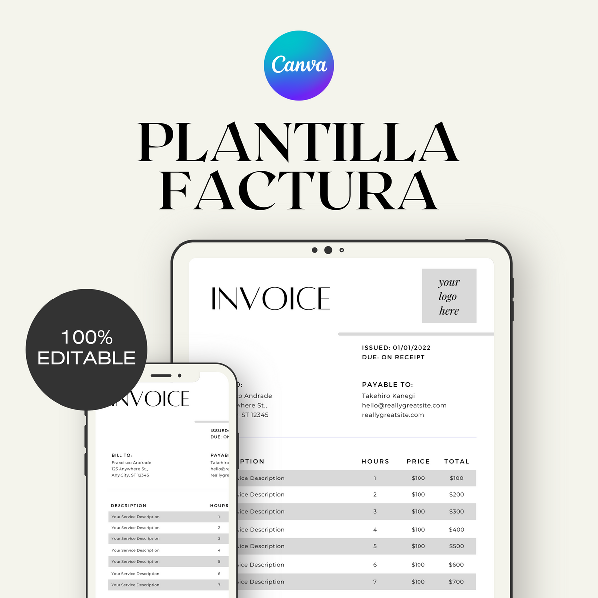 Plantilla De Factura Para Rellenar Excel Canva Y Word