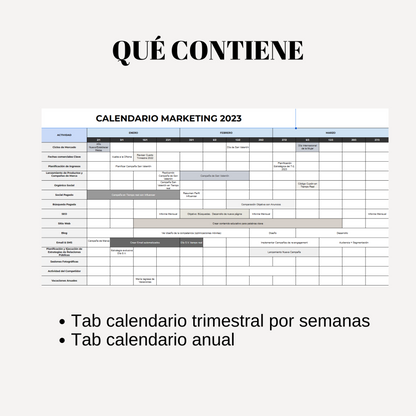 Calendario Acciones de Marketing - Plantilla de Excel