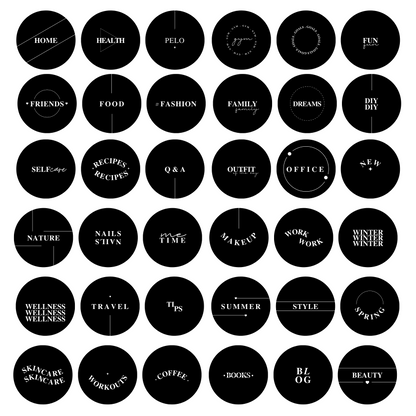 45 Iconos negros - Destacados para Instagram Stories Editables (Canva)