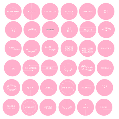 45 iconos rosas - Destacados para Instagram Stories Editables (Canva)