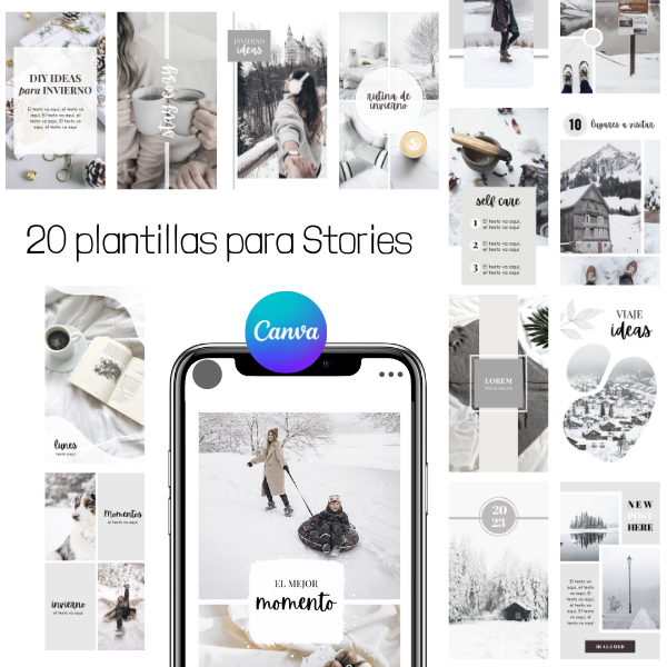 20 plantillas para stories (branding - color neutro)